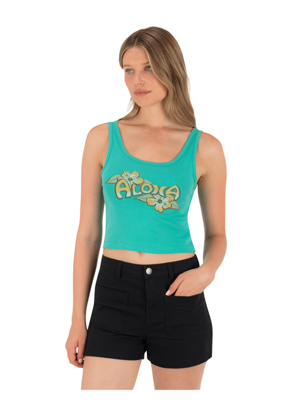 hurley Aloha Scoop Crop Tank WATER GARDEN