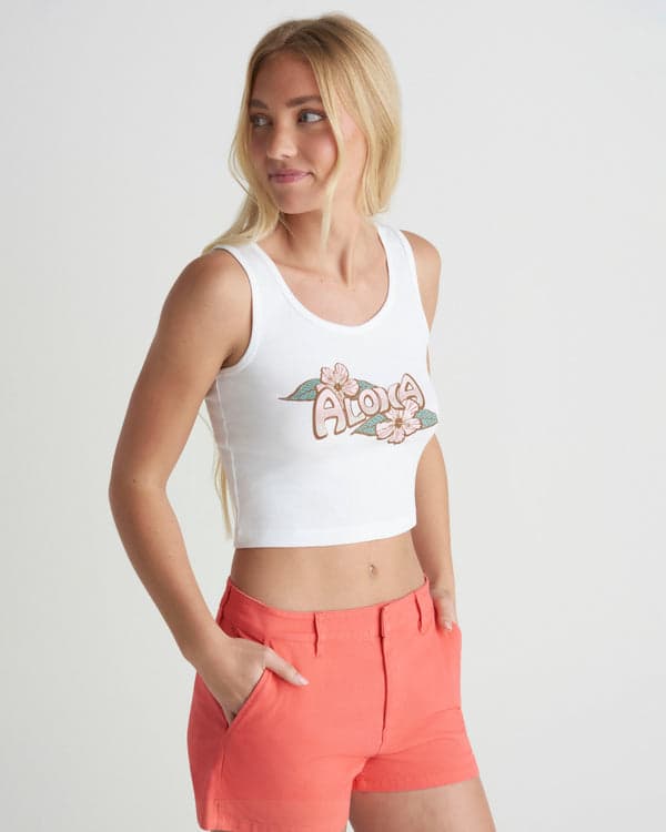 Hurley Aloha Scoop Crop Tank White