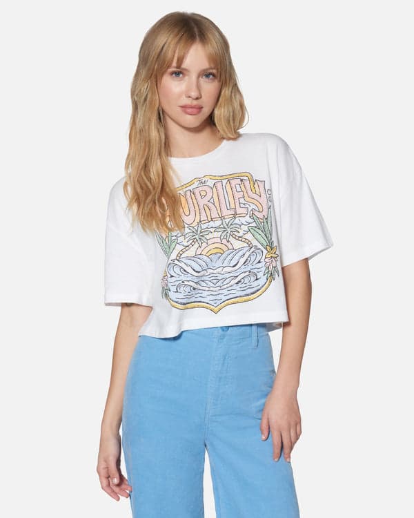 hurley Big Breakers Boxy Crop Tee White