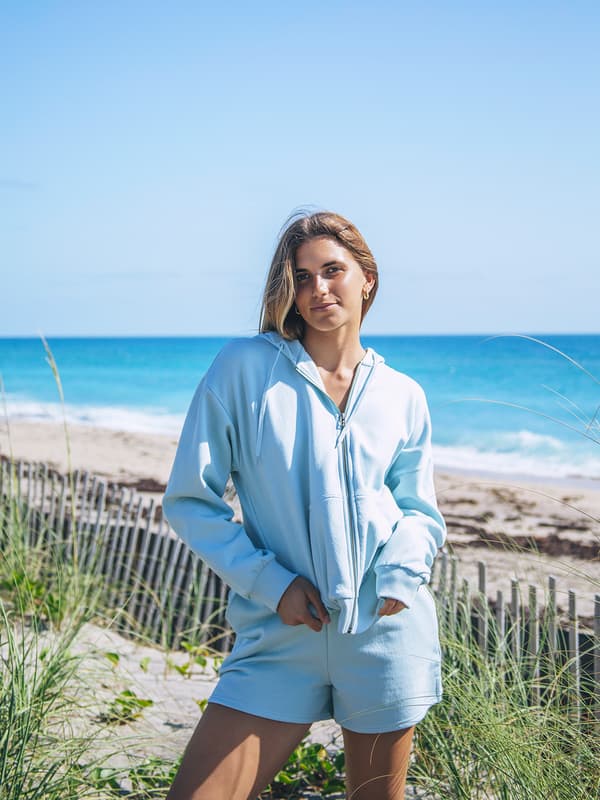 hurley Bliss Crop Zip Hoodie STARLIGHT BLUE