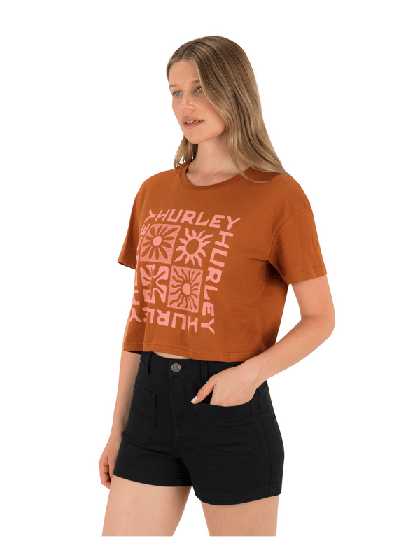 Hurley Botany Boxy Crop Tee LEATHER BROWN