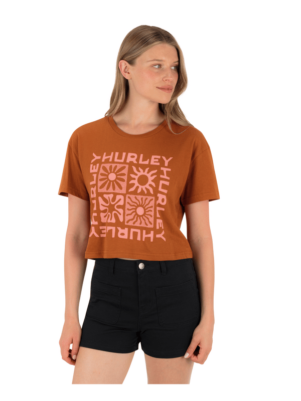 hurley Botany Boxy Crop Tee LEATHER BROWN