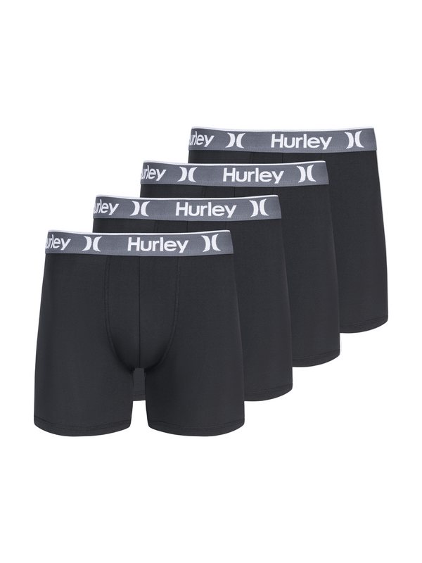 hurley Boxer Brief Underwear (4 Pack) Black