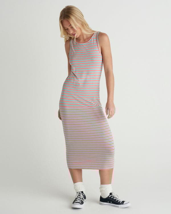 hurley Breezy Midi Dress Coral Blossom