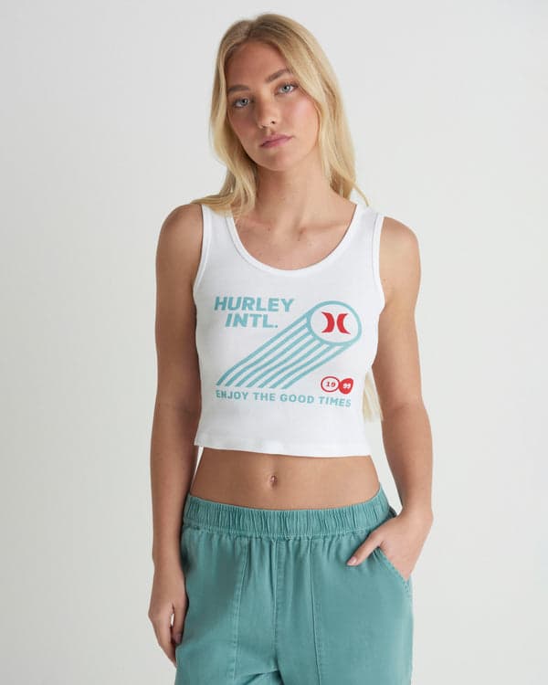 hurley Championship Scoop Crop Tank White