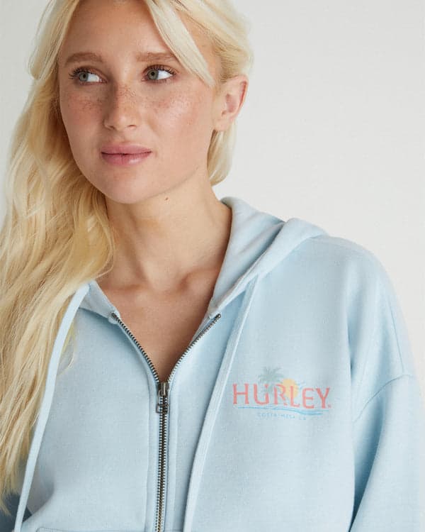 Hurley Coastline Crop Zip Hoodie Skyway