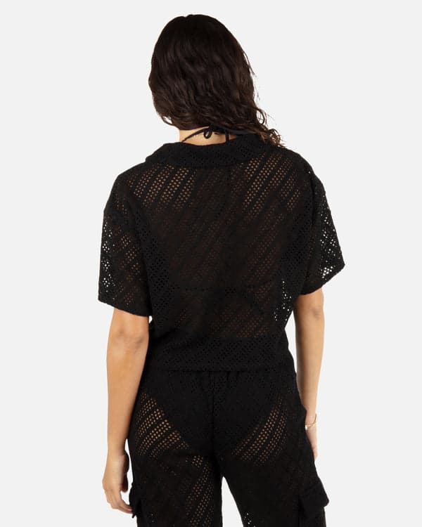 Hurley Crochet Camp Shirt Black