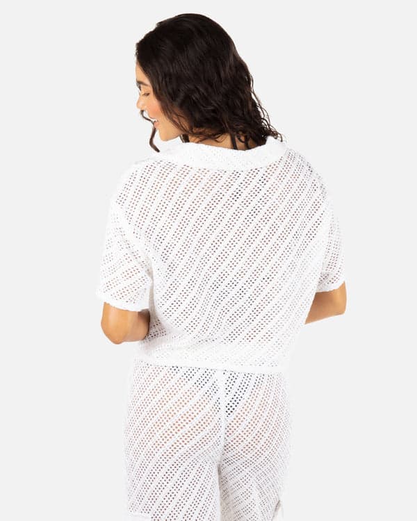 Hurley Crochet Camp Shirt White