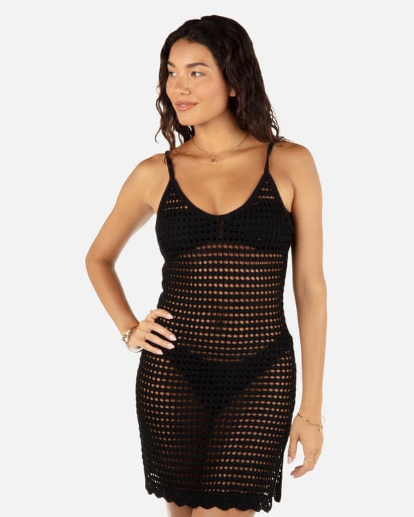 hurley Crochet Mini Dress Black