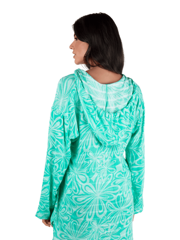 Hurley Daisy Burst Hooded Coverup Bright Seaspray