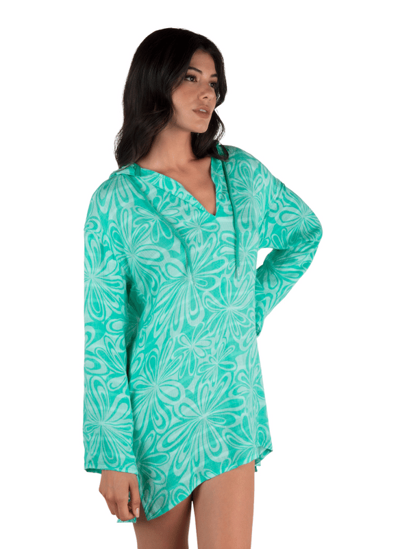 Hurley Daisy Burst Hooded Coverup Bright Seaspray