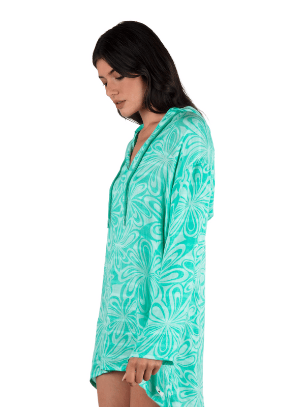 Hurley Daisy Burst Hooded Coverup Bright Seaspray