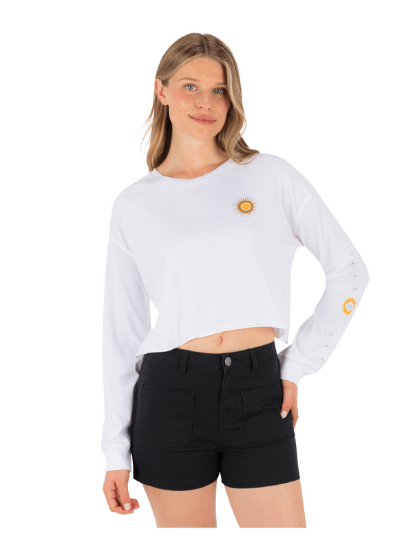 Hurley Eagles High Long Sleeve Crop Tee WHITE