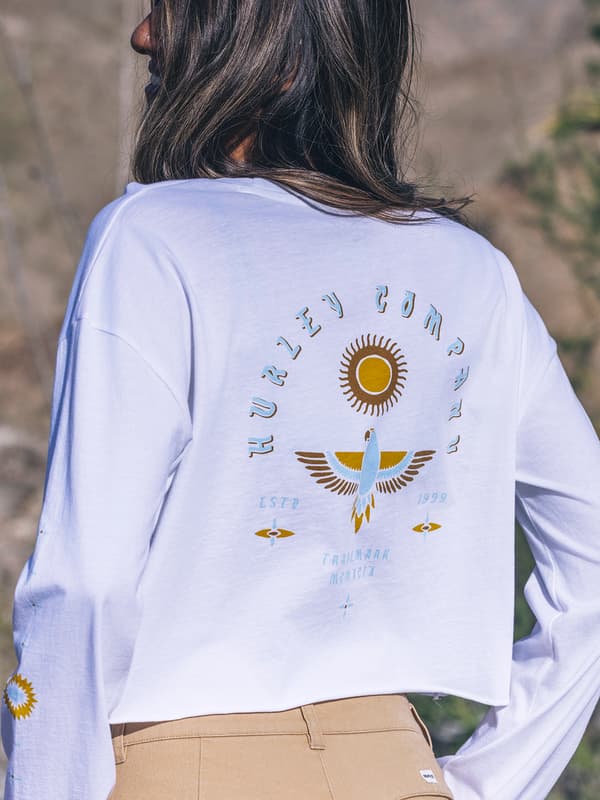 Hurley Eagles High Long Sleeve Crop Tee WHITE