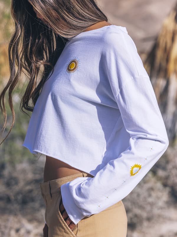 Hurley Eagles High Long Sleeve Crop Tee WHITE