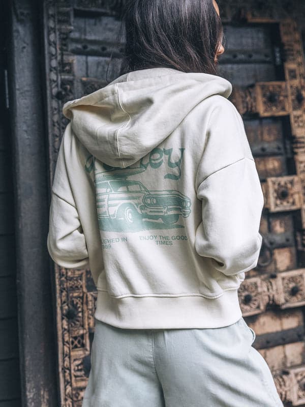 Hurley Enjoy The Good Crop Zip Hoodie Off White