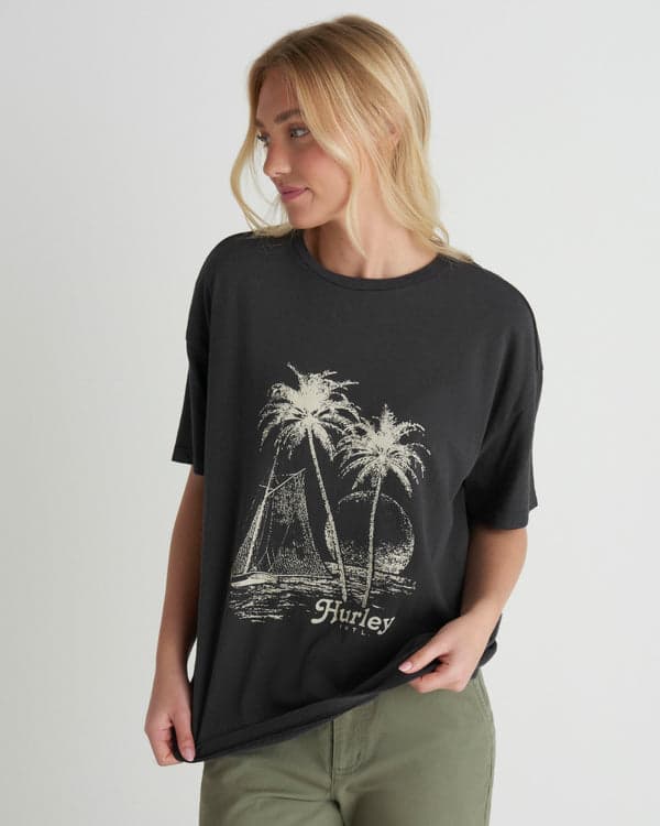 hurley Fair Winds Boyfriend Tee Off Black