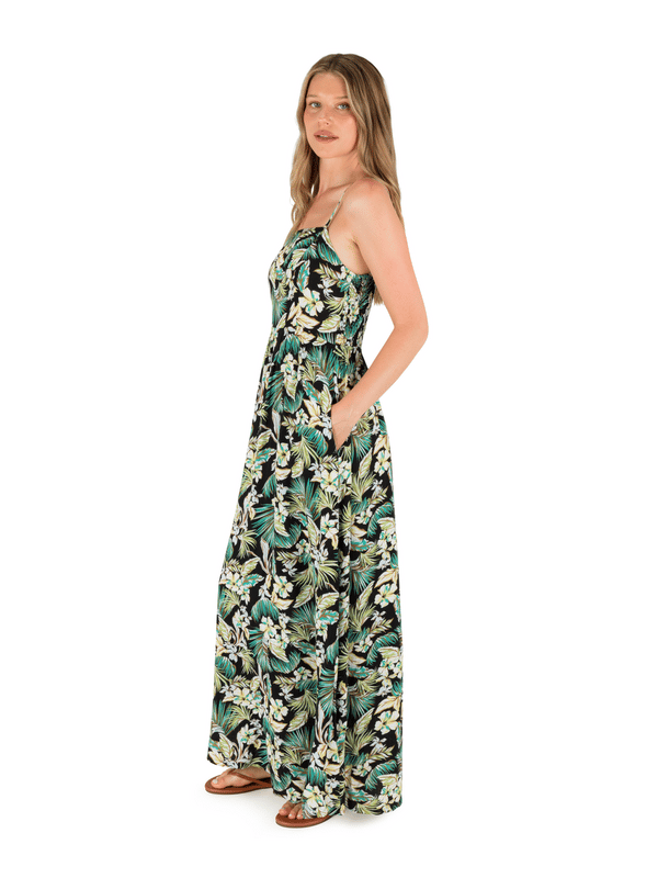 Hurley Fall Palms Maxi Dress BLACK