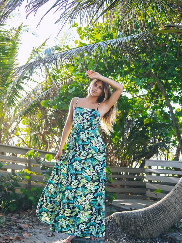 hurley Fall Palms Maxi Dress BLACK