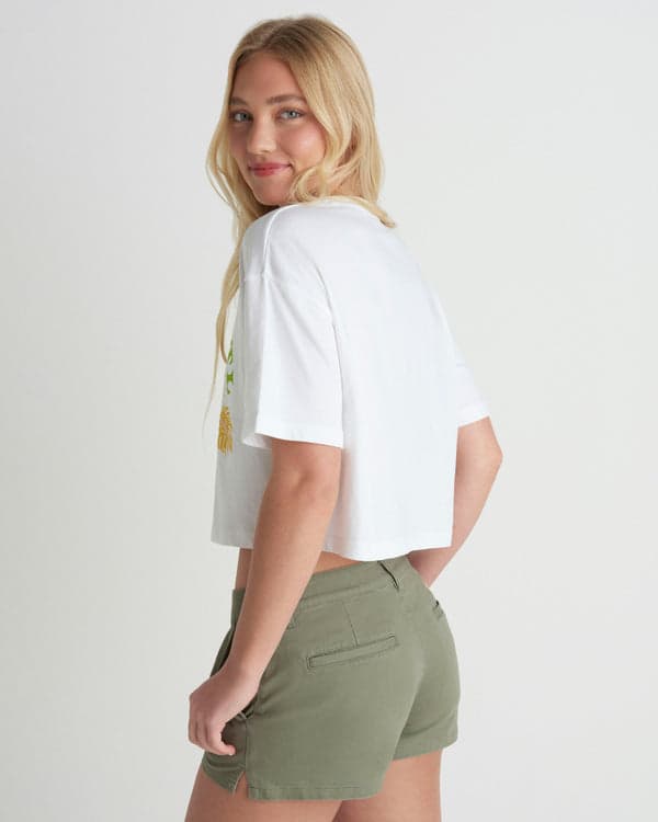 Hurley Find Your Coast Boxy Crop Tee White