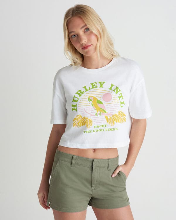 Hurley Find Your Coast Boxy Crop Tee White