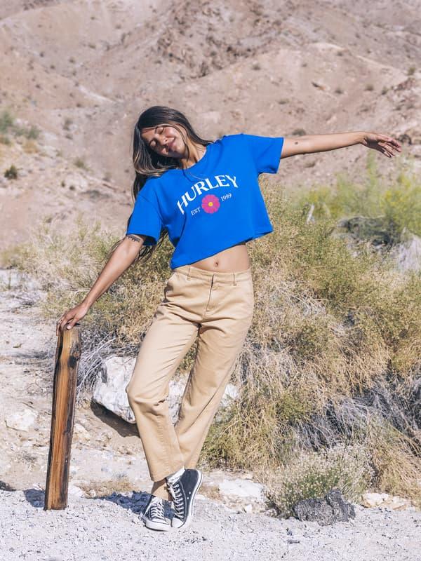 Hurley Fine Establishment Boxy Crop Tee OCEAN BLUE