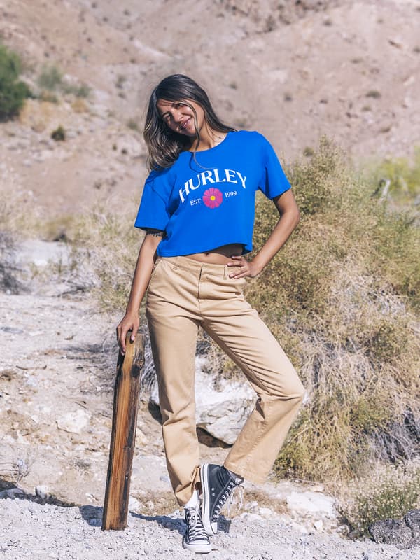 hurley Fine Establishment Boxy Crop Tee OCEAN BLUE