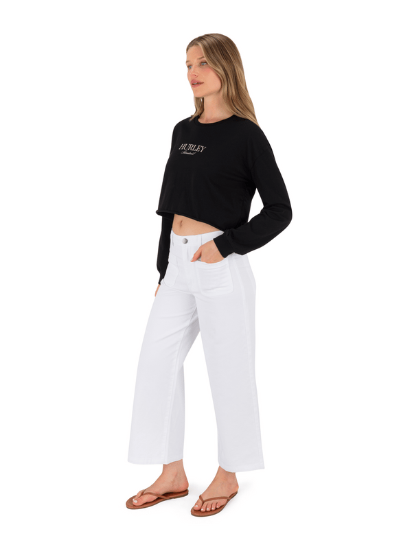 Hurley Floreal Long Sleeve Crop T-Shirt BLACK