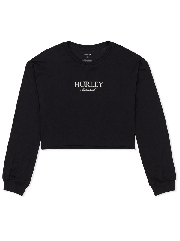 Hurley Floreal Long Sleeve Crop T-Shirt BLACK