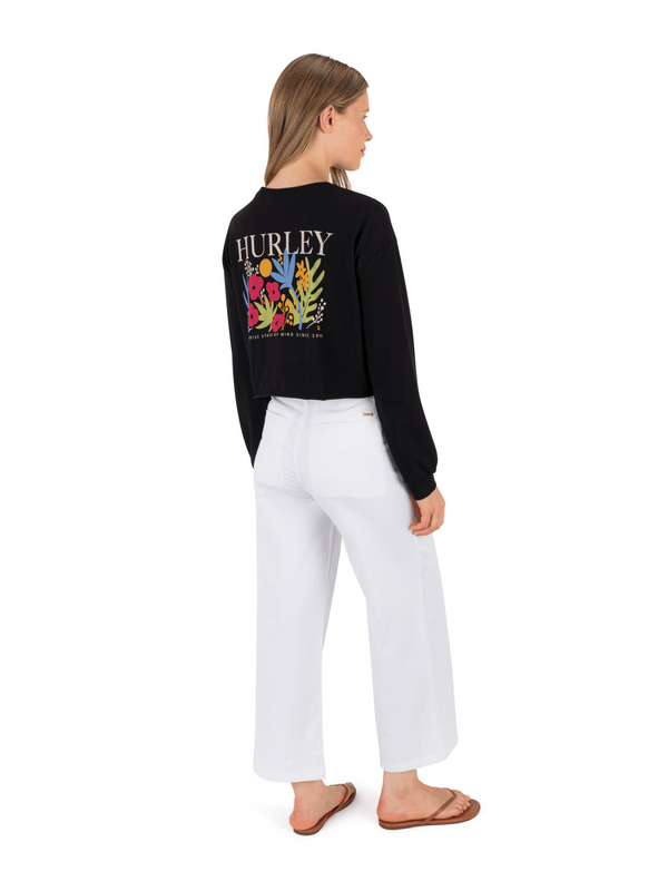 Hurley Floreal Long Sleeve Crop T-Shirt BLACK