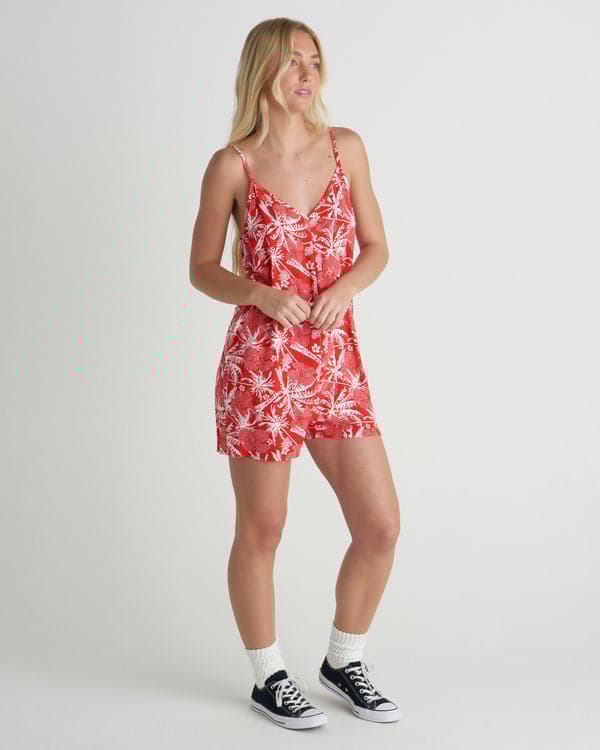 Hurley Getaway Romper Float Red