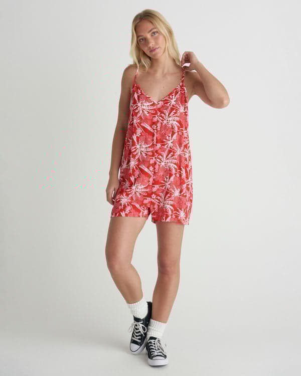 hurley Getaway Romper Float Red