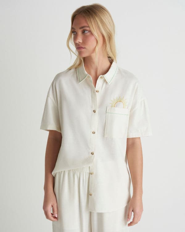 Hurley Goldie Boyfriend Short Sleeve Off White