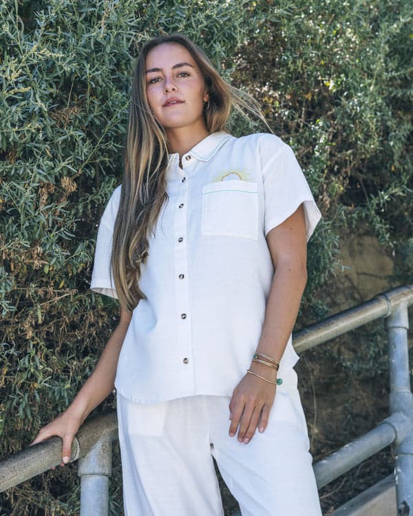 hurley Goldie Boyfriend Short Sleeve Off White