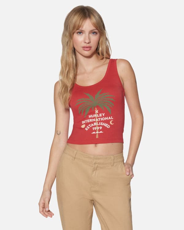 Hurley Honolulu Scoop Crop Tank Rococco Red