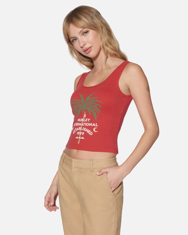 Hurley Honolulu Scoop Crop Tank Rococco Red