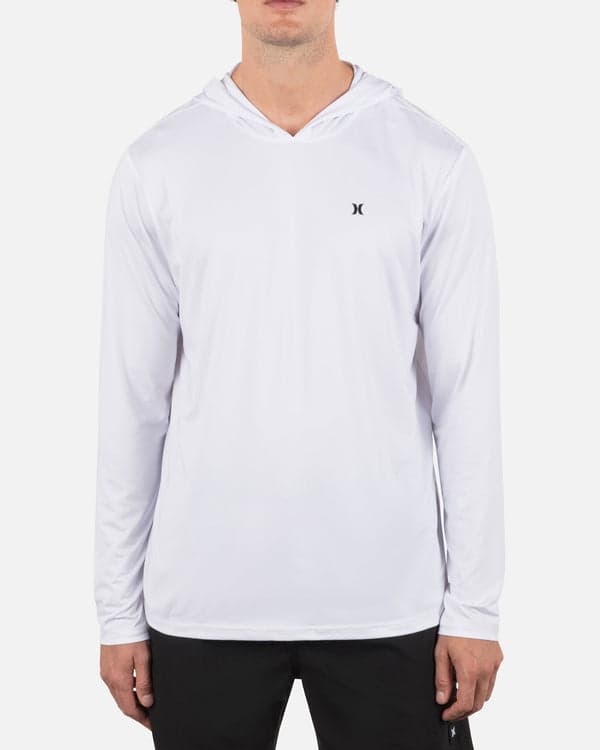 hurley Hybrid UPF Hooded Long Sleeve White