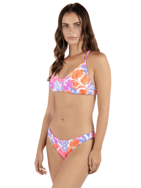 Hurley Island Floral Crossback Bikini Top Coconut