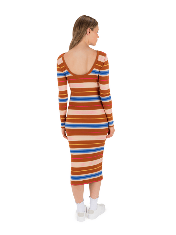 Hurley Just A Girl Long Sleeve Dress LEATHER BROWN