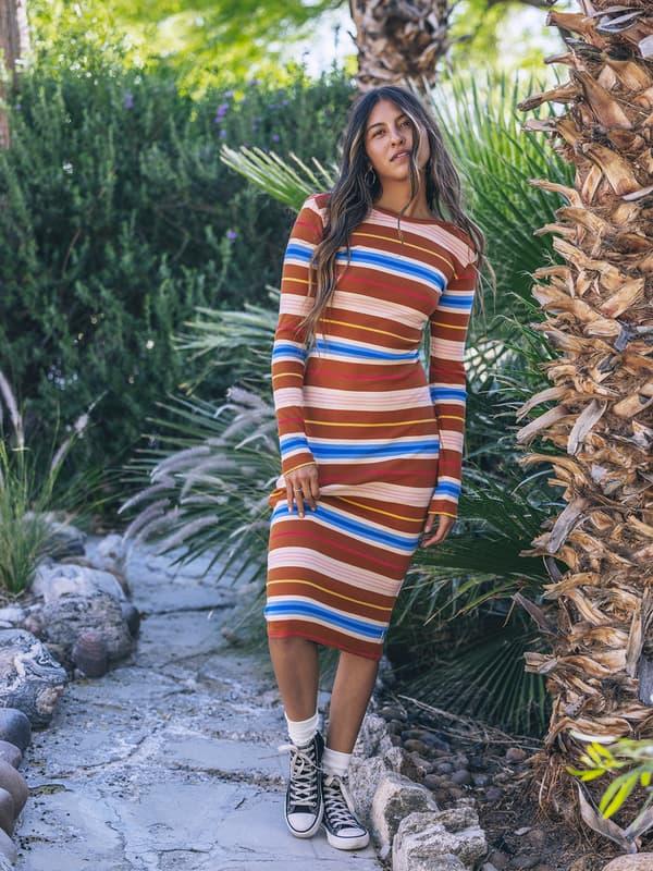 hurley Just A Girl Long Sleeve Dress LEATHER BROWN