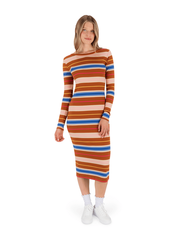 Hurley Just A Girl Long Sleeve Dress LEATHER BROWN