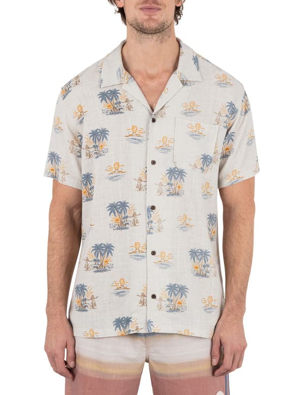 hurley Laguna Camp Short Sleeve Shirt FOG GREY