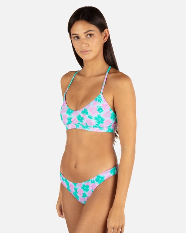 Hurley Lani Floral Adjustable Bikini Top Teal