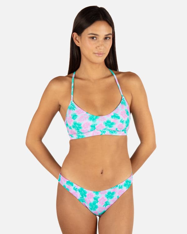 hurley Lani Floral Adjustable Bikini Top Teal