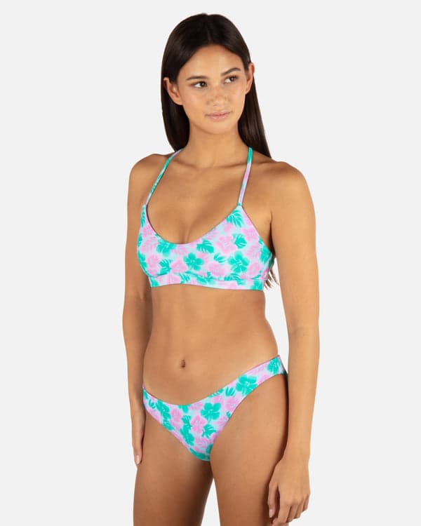 Hurley Lani Floral Moderate Reversible Bottom Teal