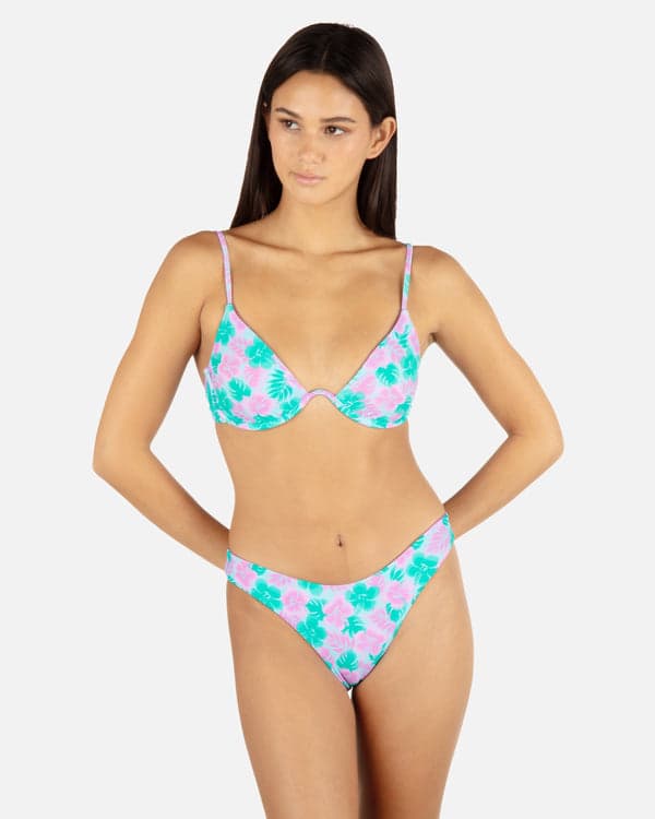 hurley Lani Floral Underwire Bra Teal