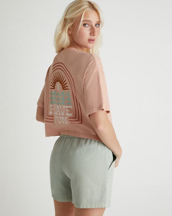 Hurley Leisure Boxy Crop Tee Rose Tan