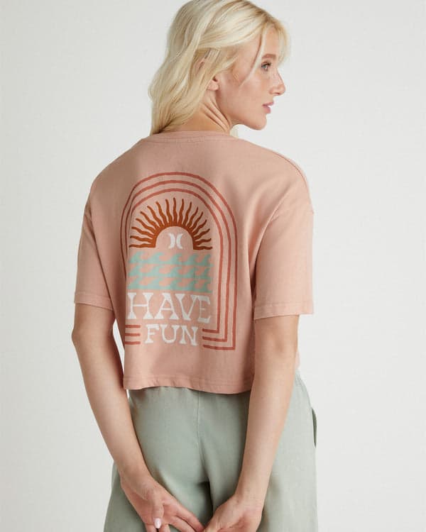 Hurley Leisure Boxy Crop Tee Rose Tan