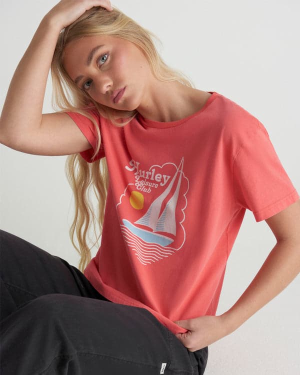Hurley Leisure Club Classic Tee Coral Blossom