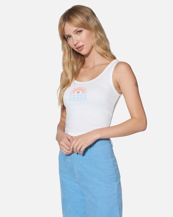 Hurley Leisure Scoop Crop Tank White